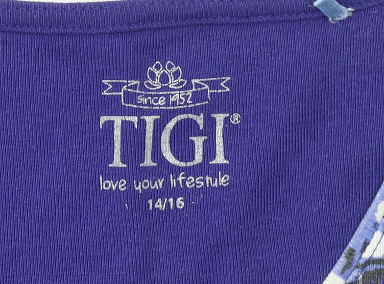 Womens UK Size 14/16 TIGI Blue Basic T-Shirt