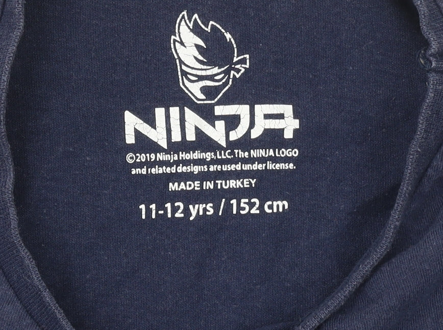Boys UK Size 11-12 Years Ninja Blue Basic T-Shirt