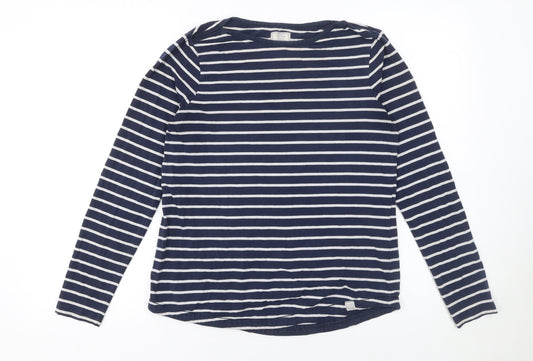 Fat Face Women Navy Blue Stripe Classic Breton Long Sleeve T-Shirt UK 10