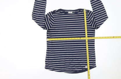 Fat Face Women Navy Blue Stripe Classic Breton Long Sleeve T-Shirt UK 10