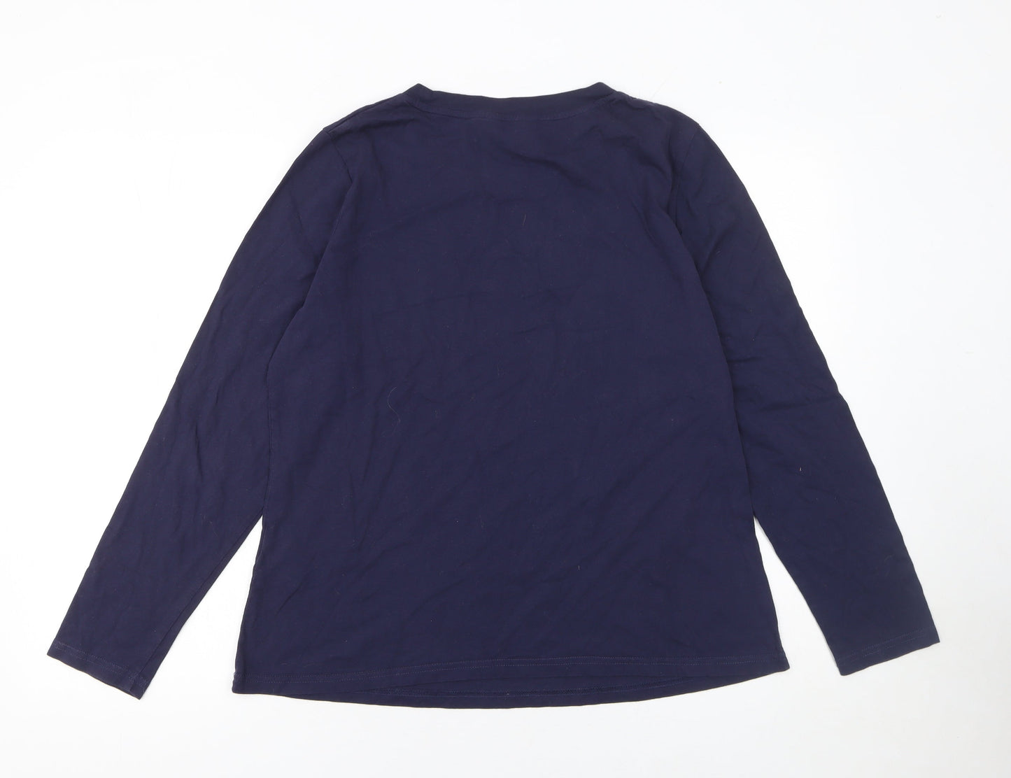Joules Womens Blue Long Sleeve Cotton Crew Neck T-Shirt Size 16