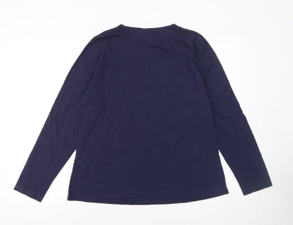Joules Womens Blue Long Sleeve Cotton Crew Neck T-Shirt Size 16