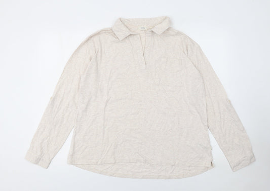 Fat Face Women’s Beige Long Sleeve Cotton Button-Up Shirt UK 14