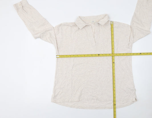 Fat Face Women’s Beige Long Sleeve Cotton Button-Up Shirt UK 14