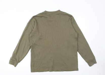 Uniqlo Men’s Green Long Sleeve Crew Neck Cotton T-Shirt Size M Regular Fit