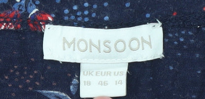 Womens UK Size 18 Monsoon Blue Tunic Blouse