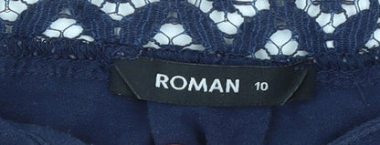 Womens UK Size 10 Roman Blue Tunic Blouse