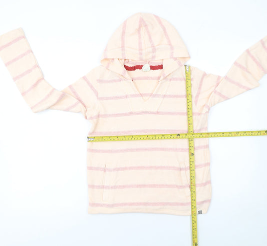 Saltrock Girls Beige Pink Striped Pullover Hoodie 11-12 Years Cotton Blend