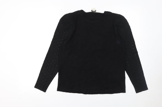 Womens UK Size S Whistles Black Basic T-Shirt