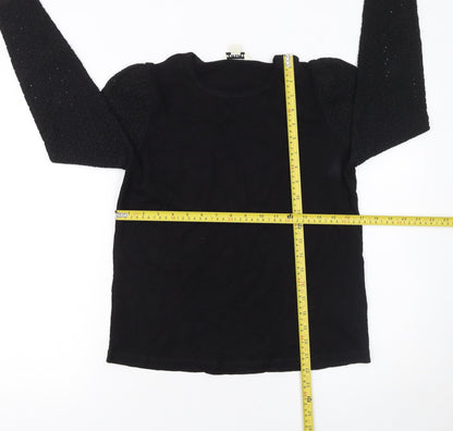 Womens UK Size S Whistles Black Basic T-Shirt