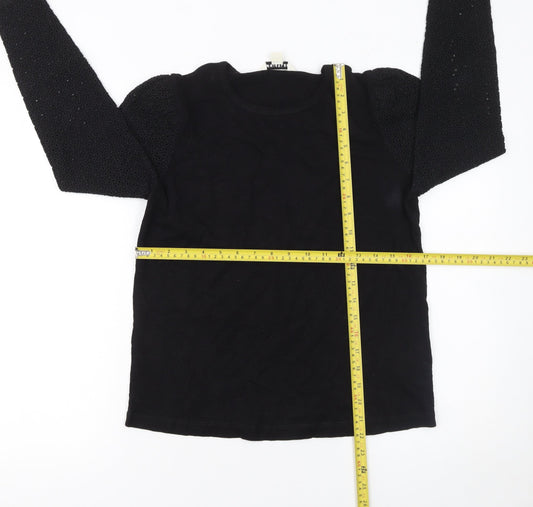 Womens UK Size S Whistles Black Basic T-Shirt