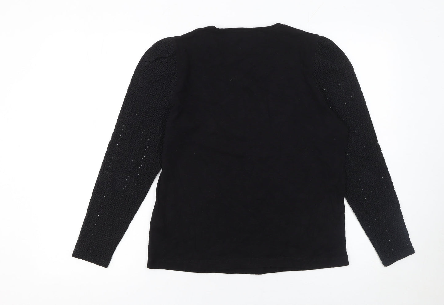 Womens UK Size S Whistles Black Basic T-Shirt