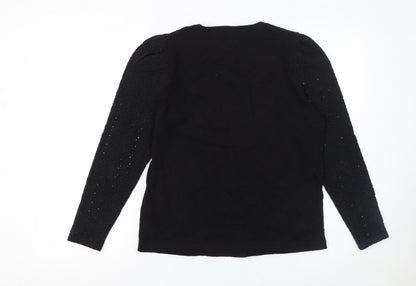 Womens UK Size S Whistles Black Basic T-Shirt