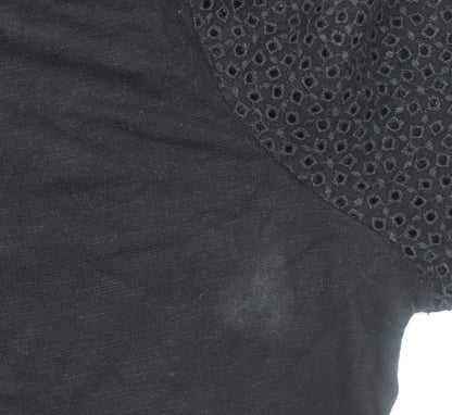 Womens UK Size S Whistles Black Basic T-Shirt