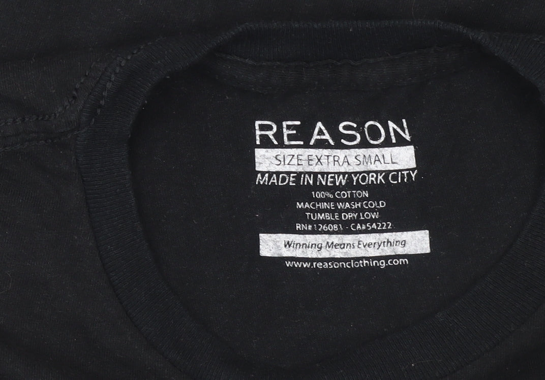 Womens UK Size XS Reason Black Basic T-Shirt