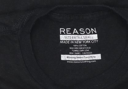 Womens UK Size XS Reason Black Basic T-Shirt