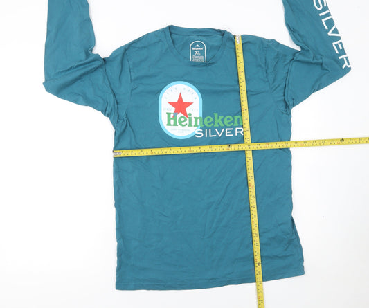 Heineken Silver Blue XL Men's Long Sleeve Graphic Cotton T-Shirt