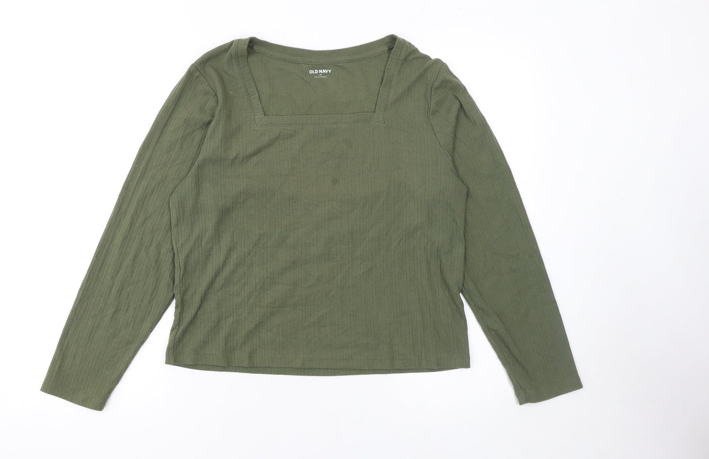 Old Navy Women's Green Long Sleeve Square Neck Jersey Top XL