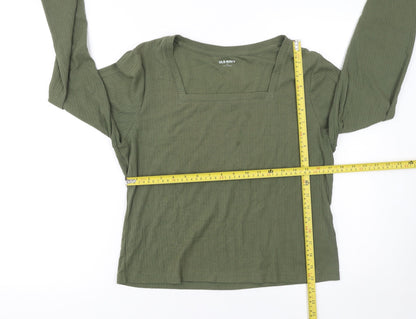 Old Navy Women's Green Long Sleeve Square Neck Jersey Top XL