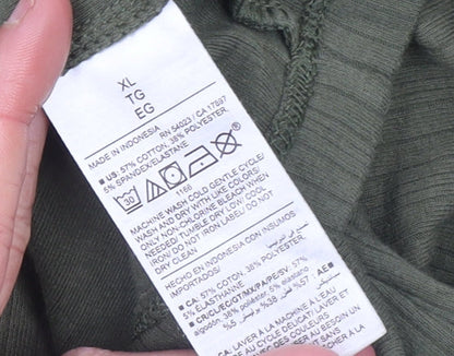 Old Navy Women's Green Long Sleeve Square Neck Jersey Top XL