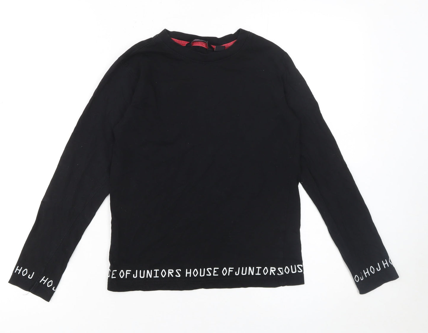 House of Juniors Girls Black Long Sleeve Logo Cotton T-Shirt 9-10 Years