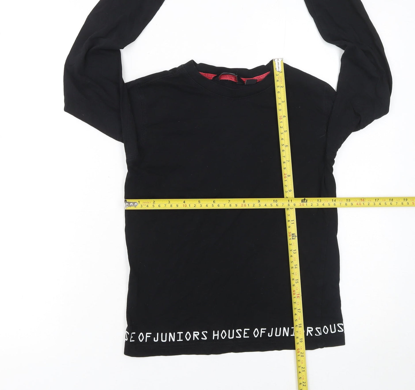 House of Juniors Girls Black Long Sleeve Logo Cotton T-Shirt 9-10 Years