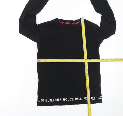 House of Juniors Girls Black Long Sleeve Logo Cotton T-Shirt 9-10 Years
