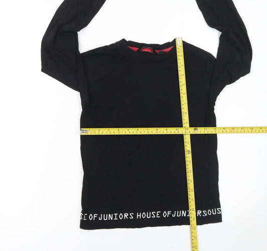 House of Juniors Girls Black Long Sleeve Logo Cotton T-Shirt 9-10 Years