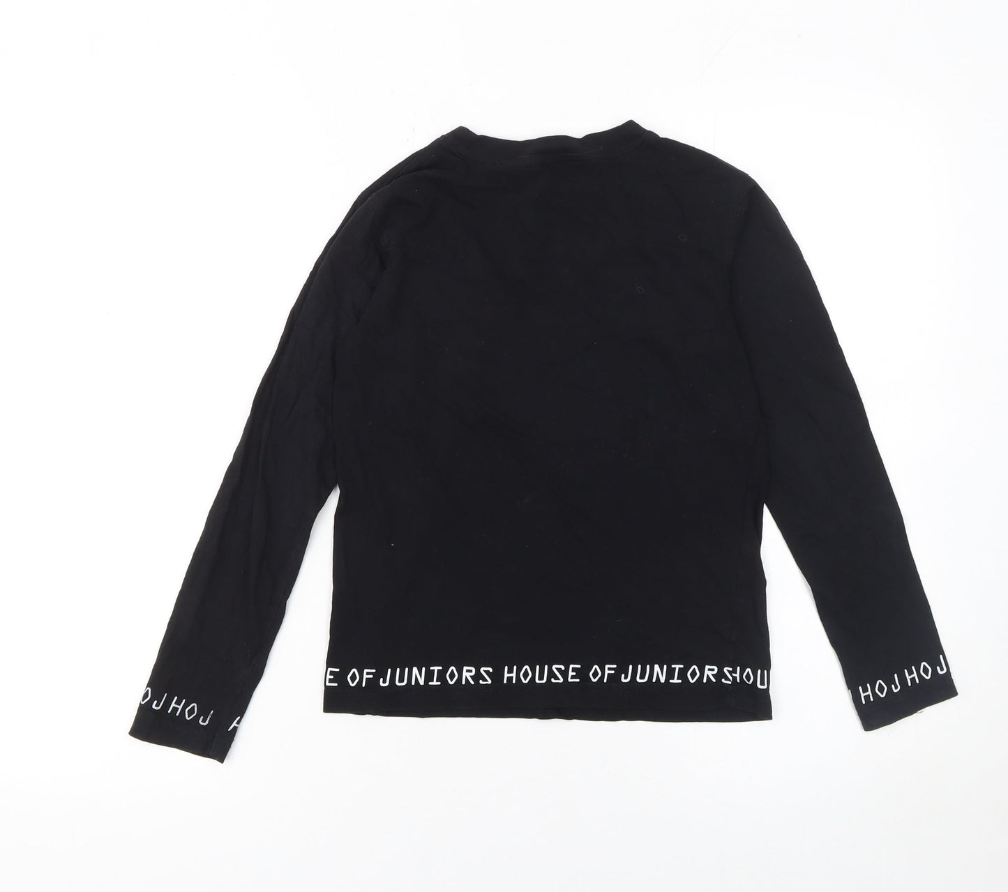 House of Juniors Girls Black Long Sleeve Logo Cotton T-Shirt 9-10 Years