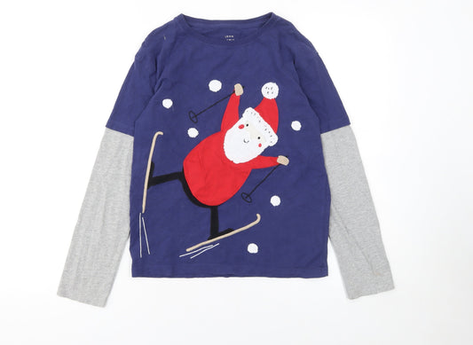 John Lewis Boys Blue Long Sleeve Christmas Santa T-Shirt Age 11 Years