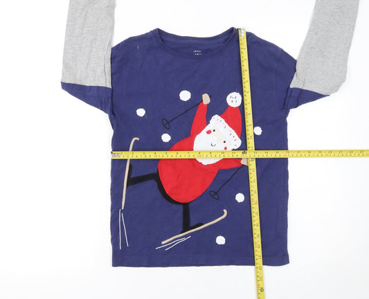 John Lewis Boys Blue Long Sleeve Christmas Santa T-Shirt Age 11 Years