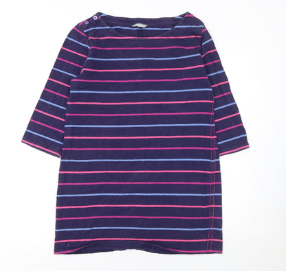 Marks and Spencer Women Blue Striped Shift Dress Size 12 3/4 Sleeve