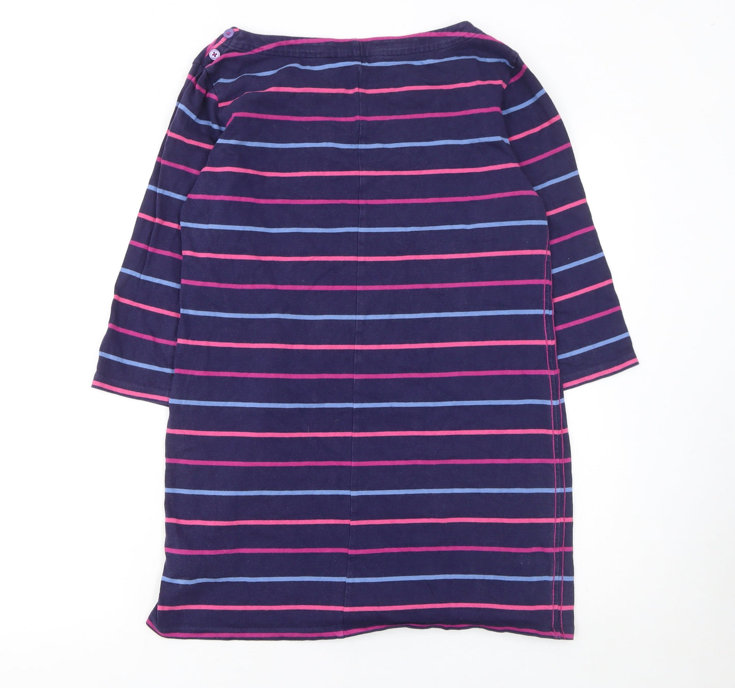 Marks and Spencer Women Blue Striped Shift Dress Size 12 3/4 Sleeve