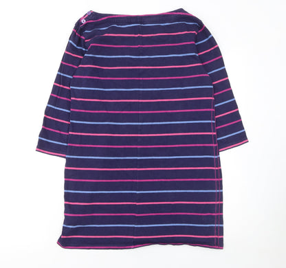 Marks and Spencer Women Blue Striped Shift Dress Size 12 3/4 Sleeve