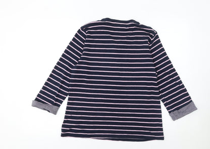 Maine New England Women's Blue Striped Long Sleeve Henley T-Shirt Size 16