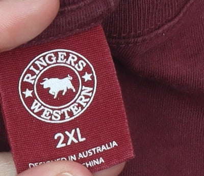 Ringers Western Men's Red 2XL Graphic Print Cotton T-Shirt