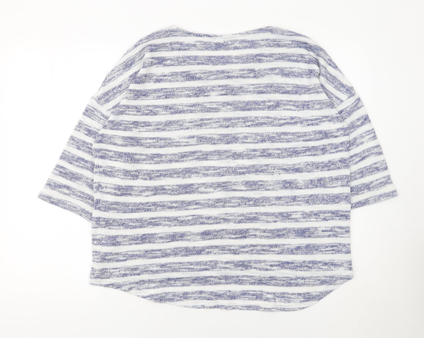 F&F Women's Blue Striped 3/4 Sleeve Pullover Jumper Size 18