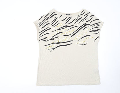 Womens UK Size 14 Roman Beige Basic T-Shirt