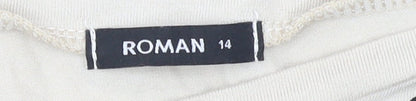 Womens UK Size 14 Roman Beige Basic T-Shirt