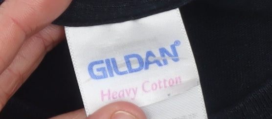 Mens UK Size L Gildan Black  T-Shirt