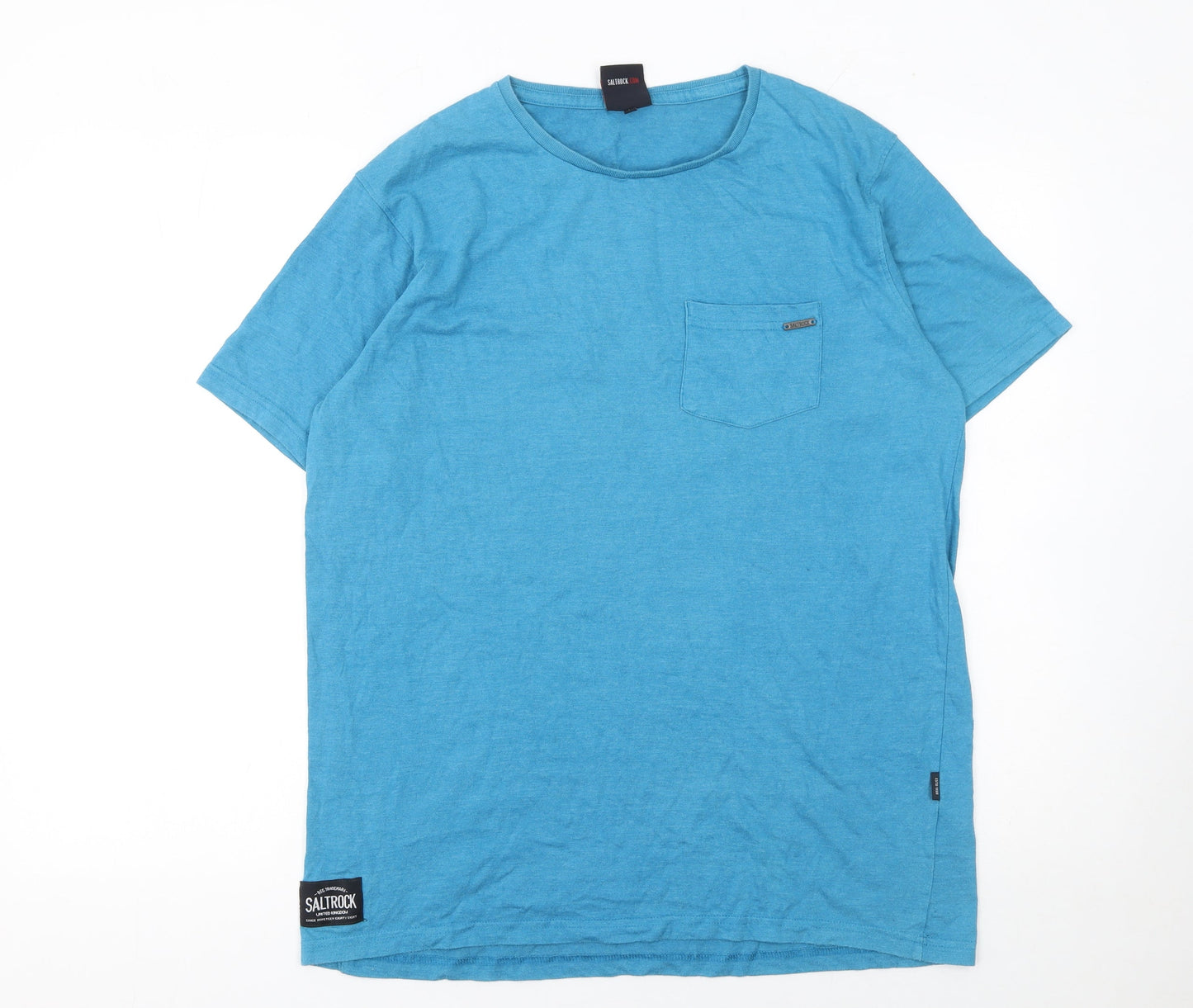 Saltrock Men's Blue Cotton Blend Short Sleeve Crew Neck T-Shirt M