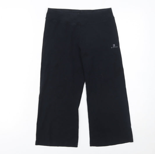 Domyos Girls Black Cotton Stretch Yoga Jogger Trousers 12 Years
