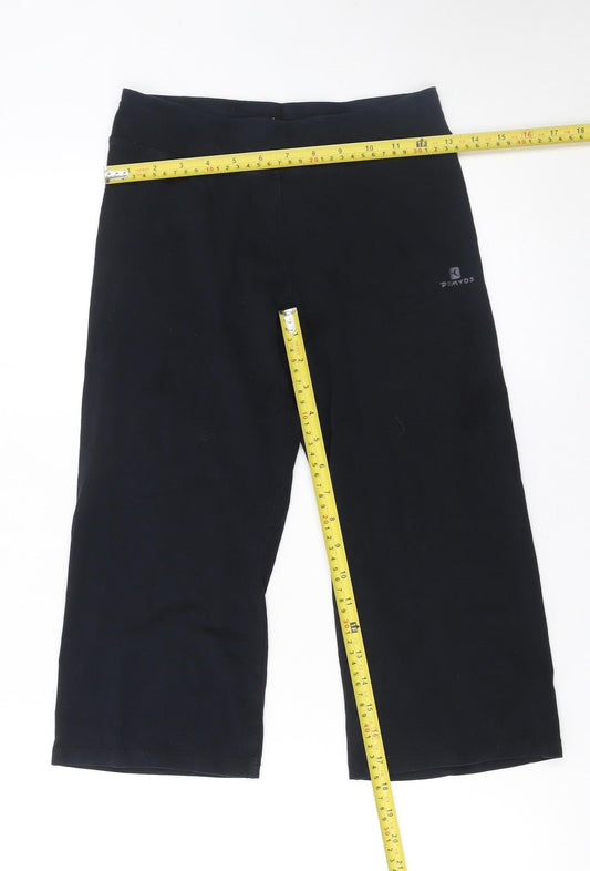 Domyos Girls Black Cotton Stretch Yoga Jogger Trousers 12 Years
