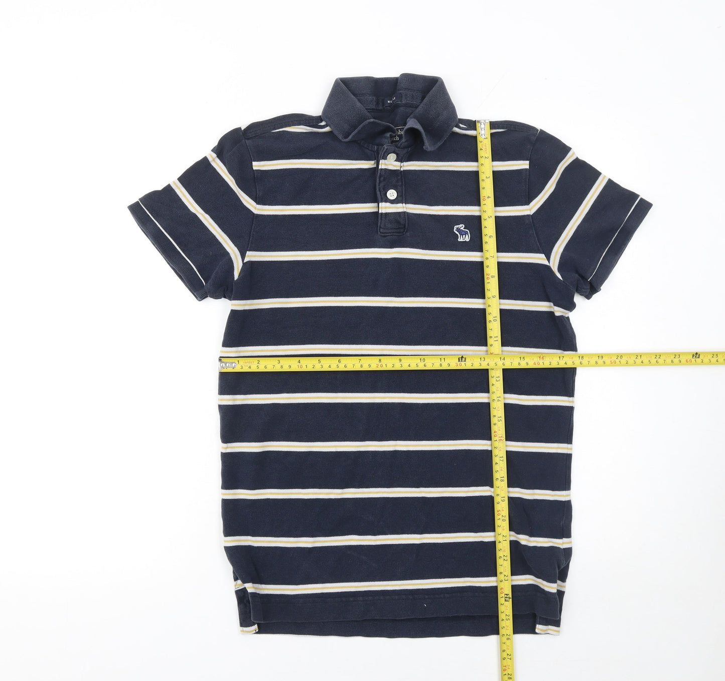 Abercrombie & Fitch Men's Blue Striped Muscle Fit Polo Shirt Size M