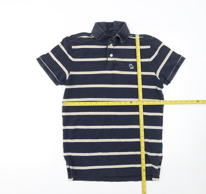 Abercrombie & Fitch Men's Blue Striped Muscle Fit Polo Shirt Size M
