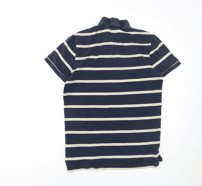Abercrombie & Fitch Men's Blue Striped Muscle Fit Polo Shirt Size M