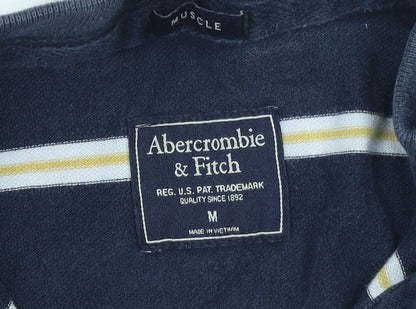 Abercrombie & Fitch Men's Blue Striped Muscle Fit Polo Shirt Size M