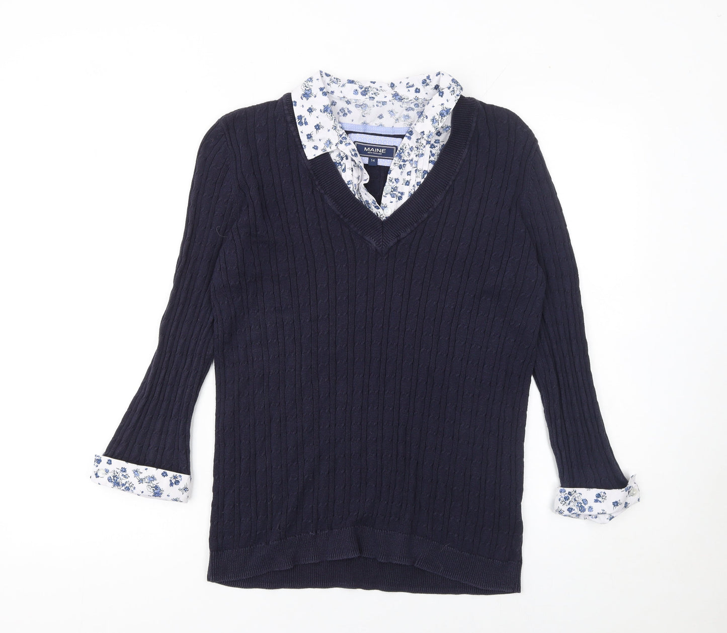 Womens UK Size 14 Maine New England Blue Pullover Jumper