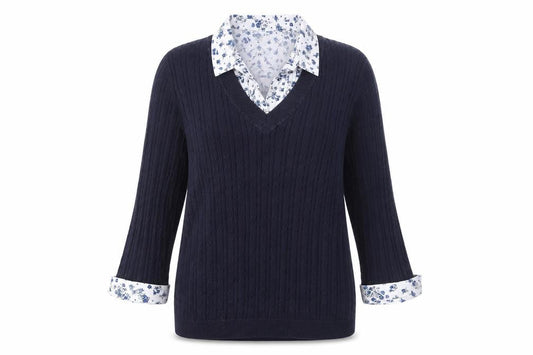 Womens UK Size 14 Maine New England Blue Pullover Jumper