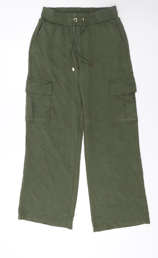 Tu Women’s Green Cargo Trousers Size 10 Elastic Waist Relaxed Fit